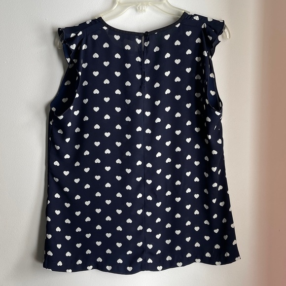 Loft Sleeveless Navy Blouse with White Hearts Medium - Picture 4 of 6